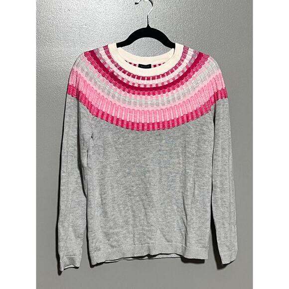 NWT Talbots Gray, Pink, Cream Color Cotton Mix XS Sweater‎ - Picture 1 of 4